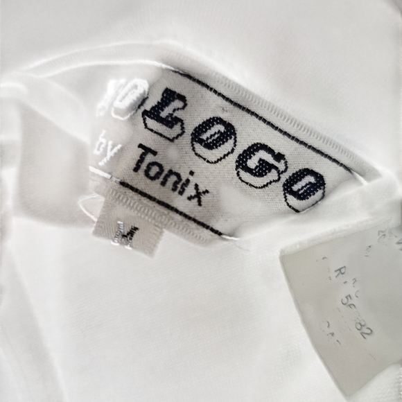 Vintage 1980s No Logo By Tonix White Short Sleeve Shirt Bulldog Sleeve   Medium - Picture 9 of 10